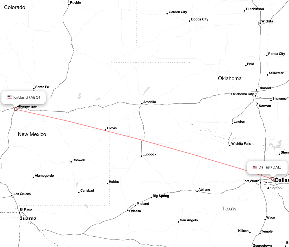 Flight map for SWA501 WN501