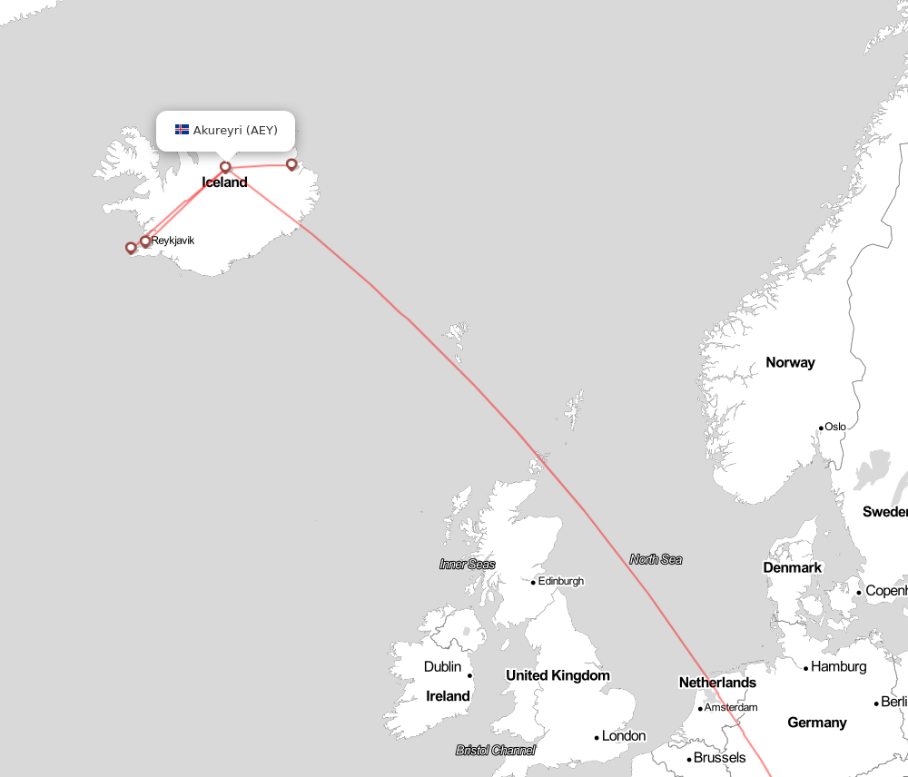 Flight map for AEY