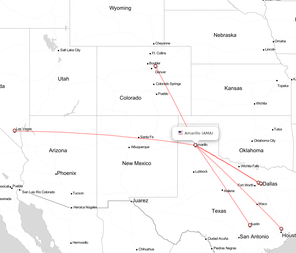 Flight map for AMA