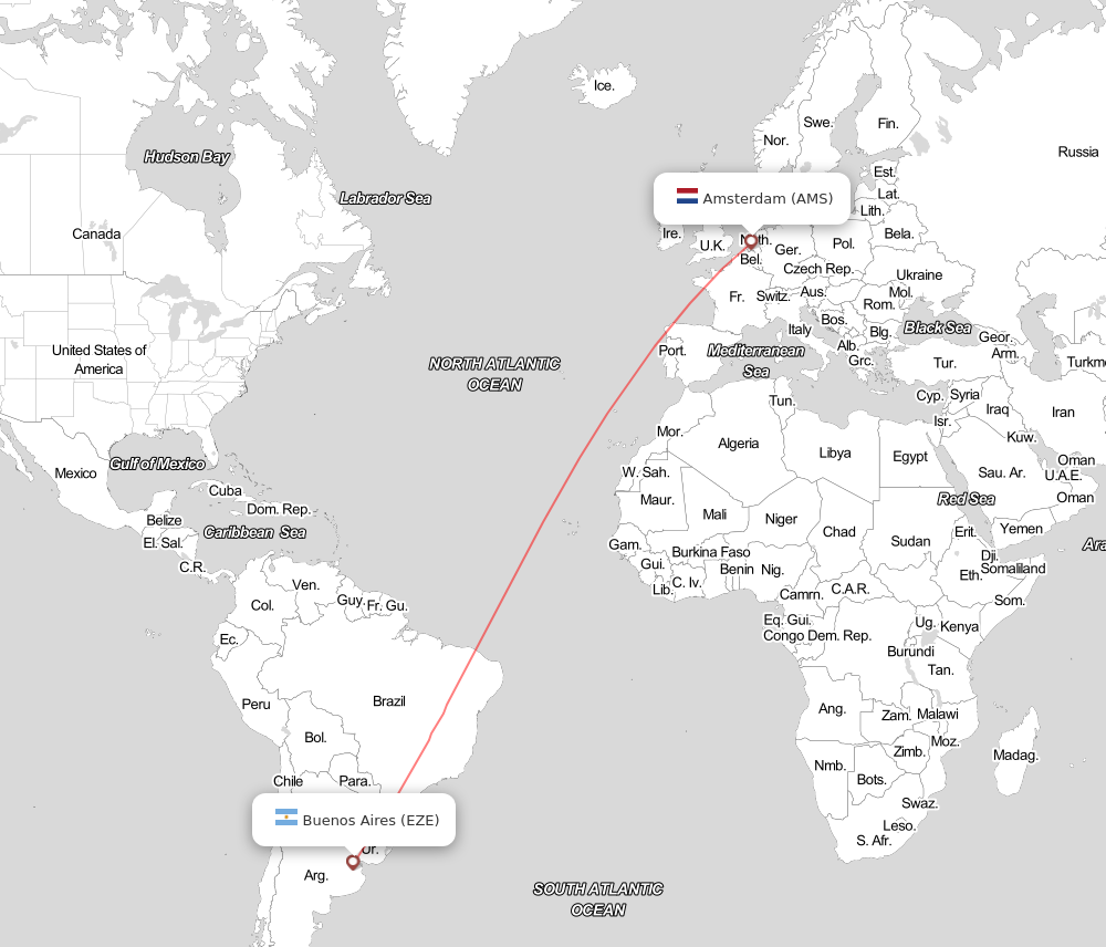 Flight map for AMS-EZE