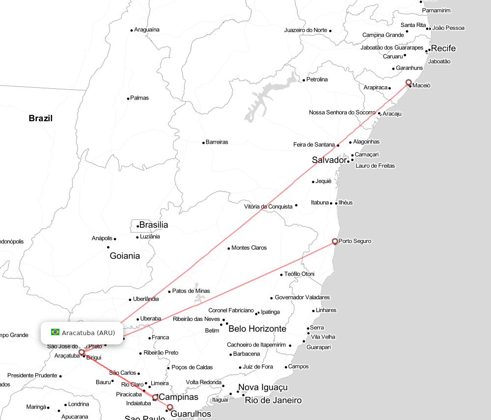 Flight map for ARU