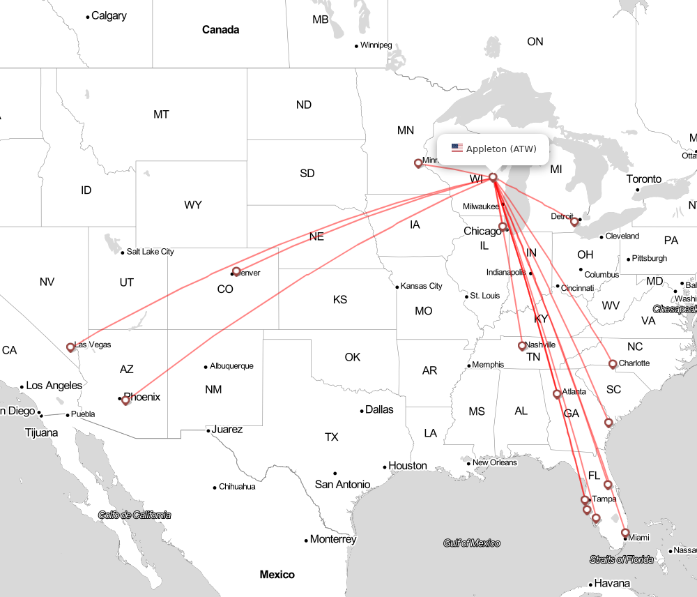 Flight map for ATW
