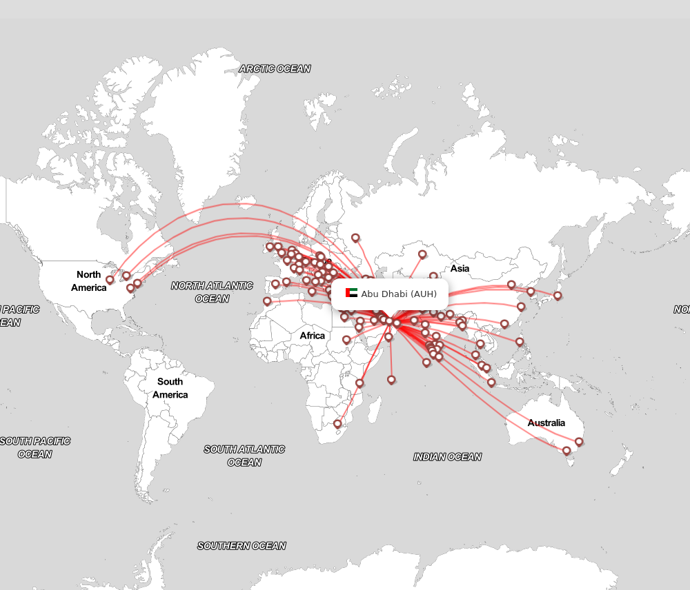 Flight map for AUH
