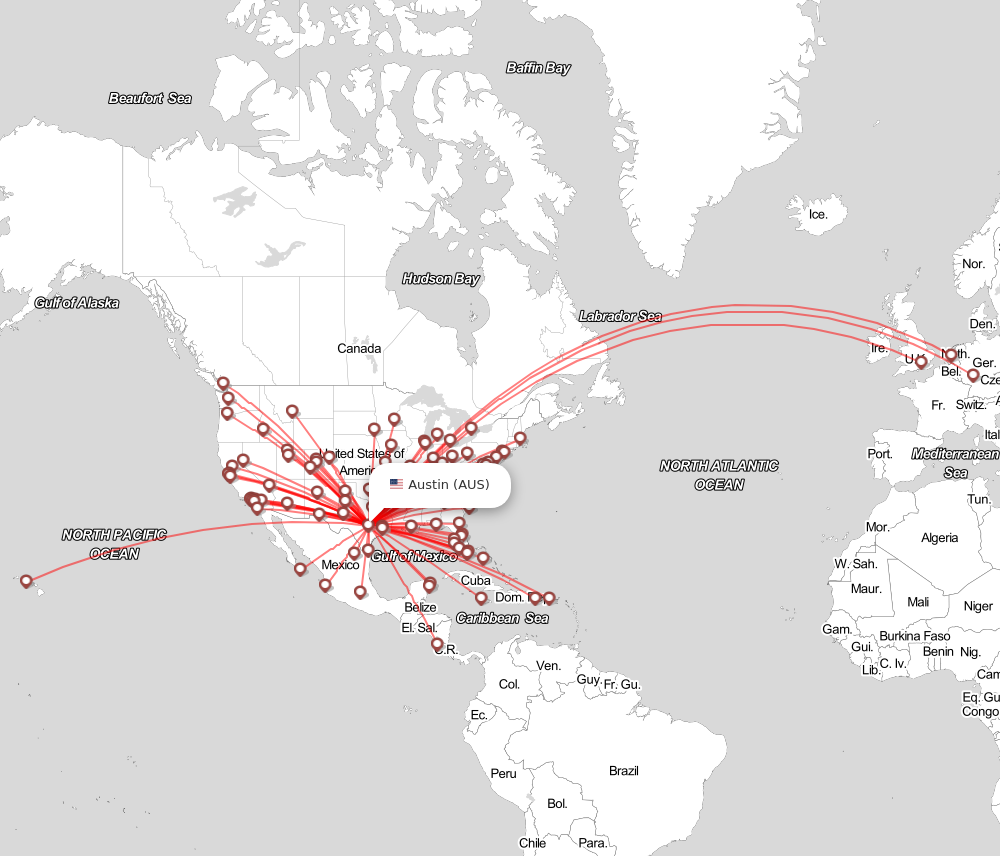 Flight map for AUS