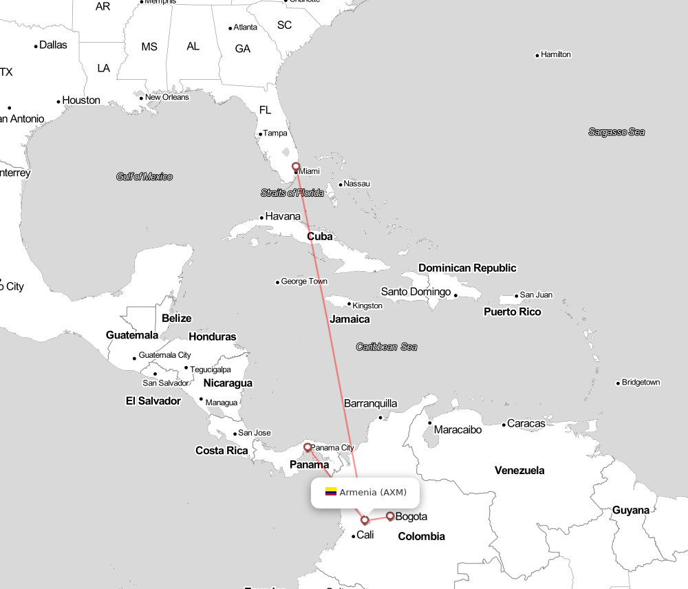 Flight map for AXM