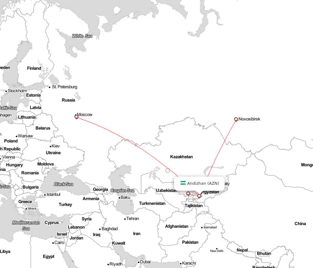 Flight map for AZN