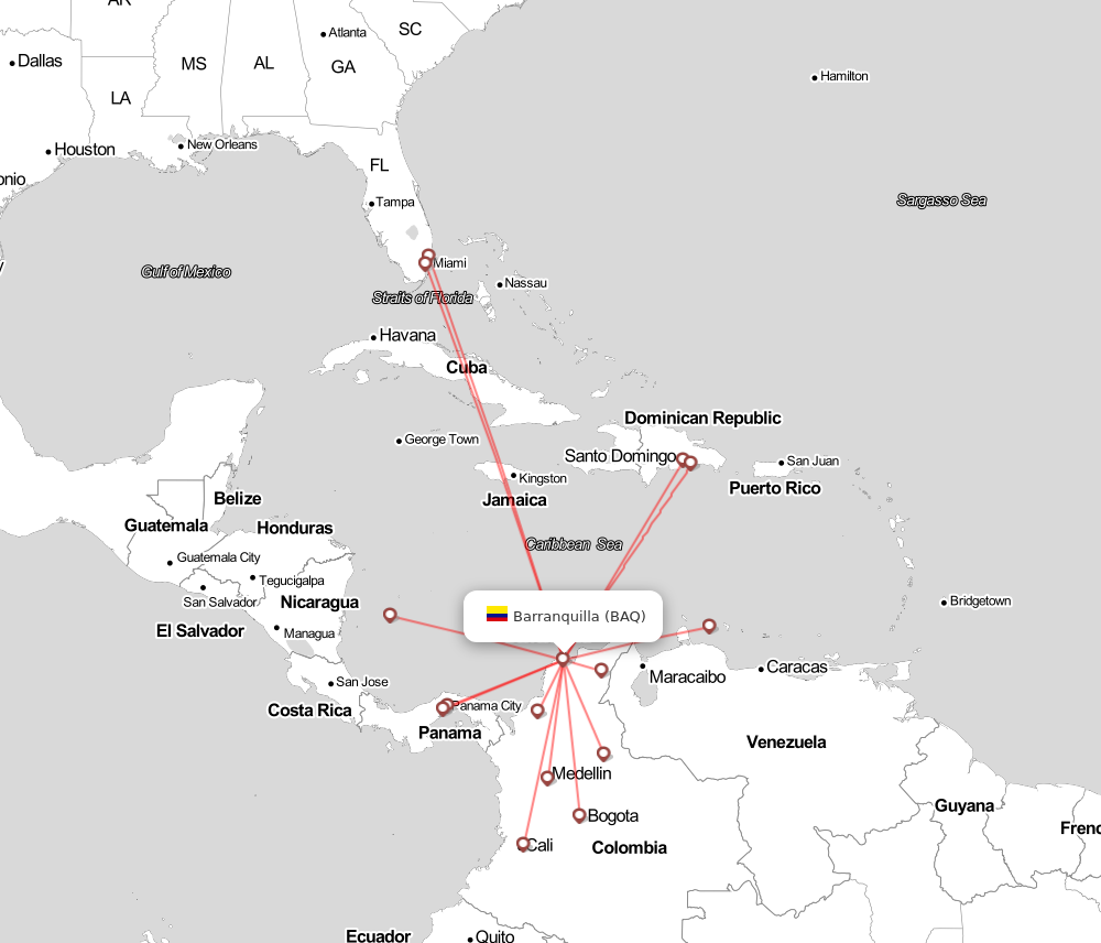 Flight map for BAQ