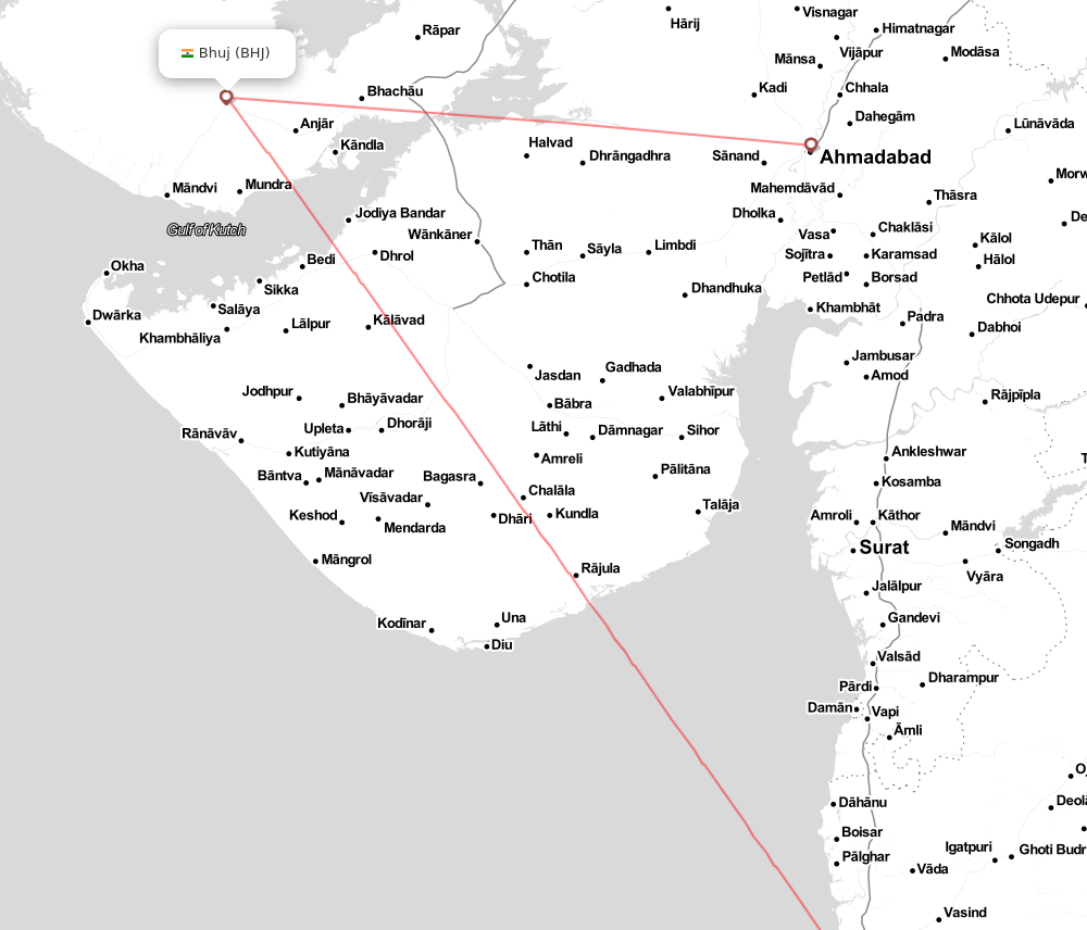 Flight map for BHJ
