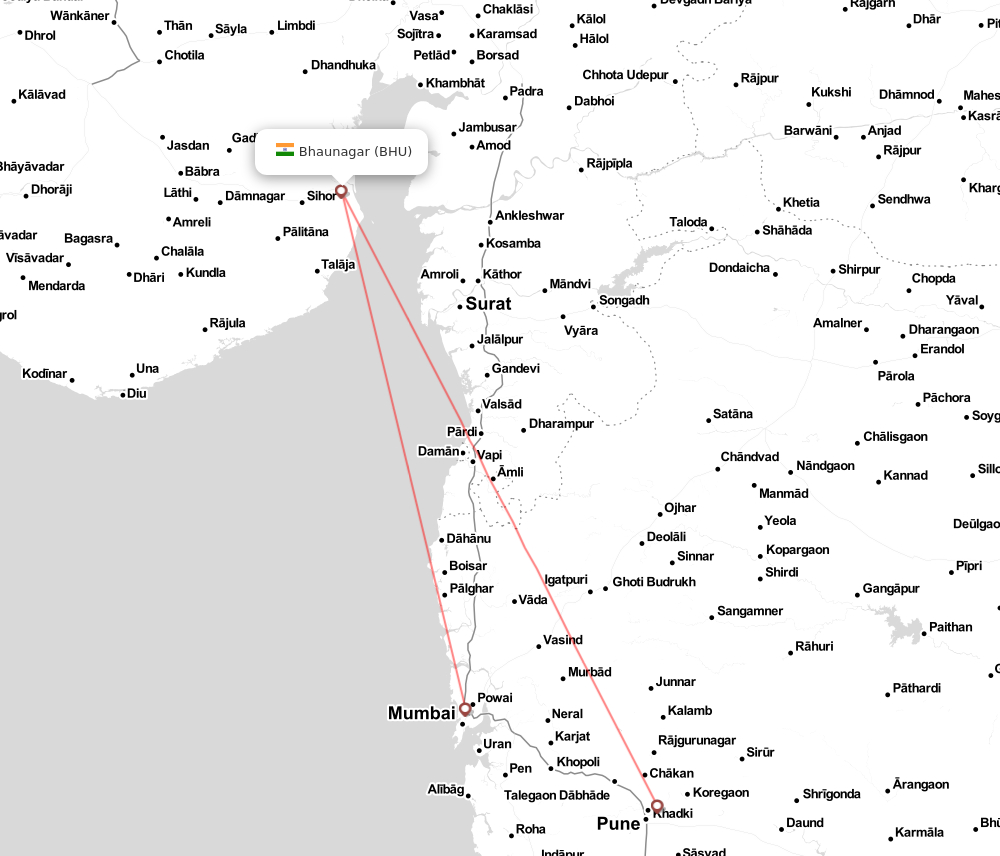 Flight map for BHU