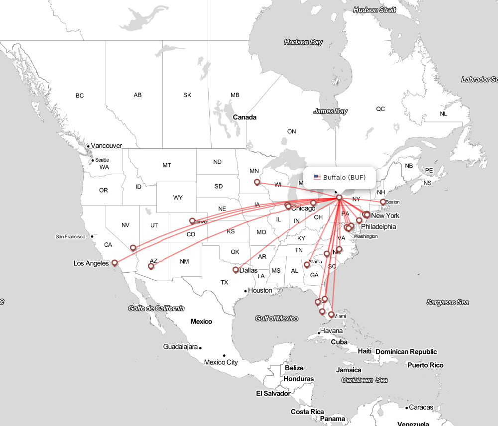 Flight map for BUF