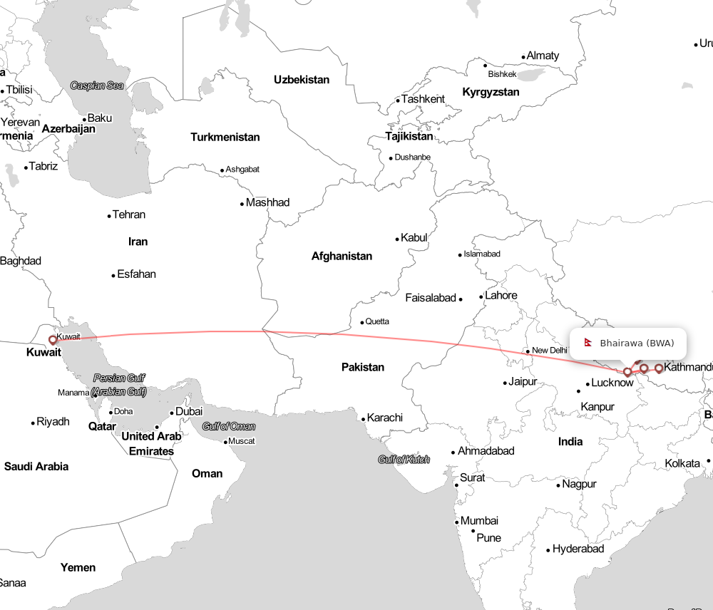 Flight map for BWA