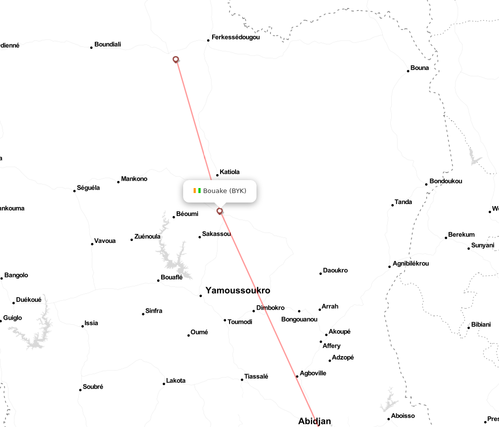 Flight map for BYK