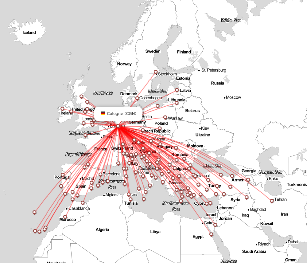 Flight map for CGN