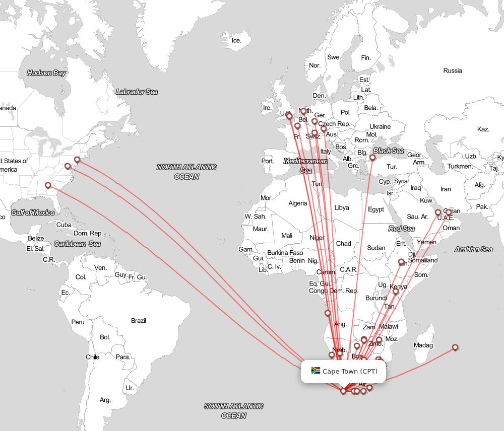 Flight map for CPT