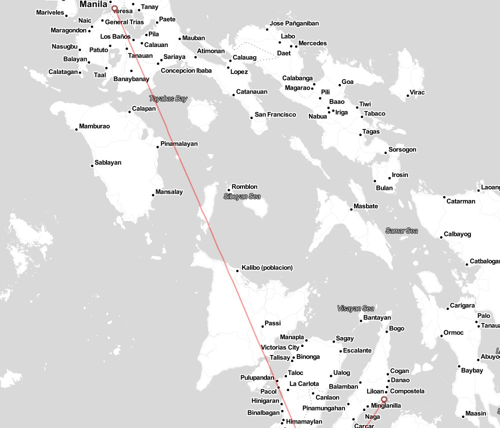 Flight map for DGT
