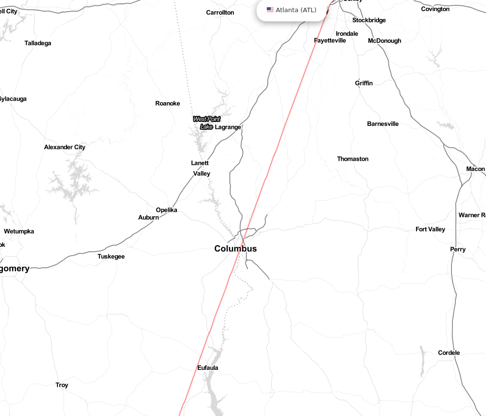 Flight map for DHN