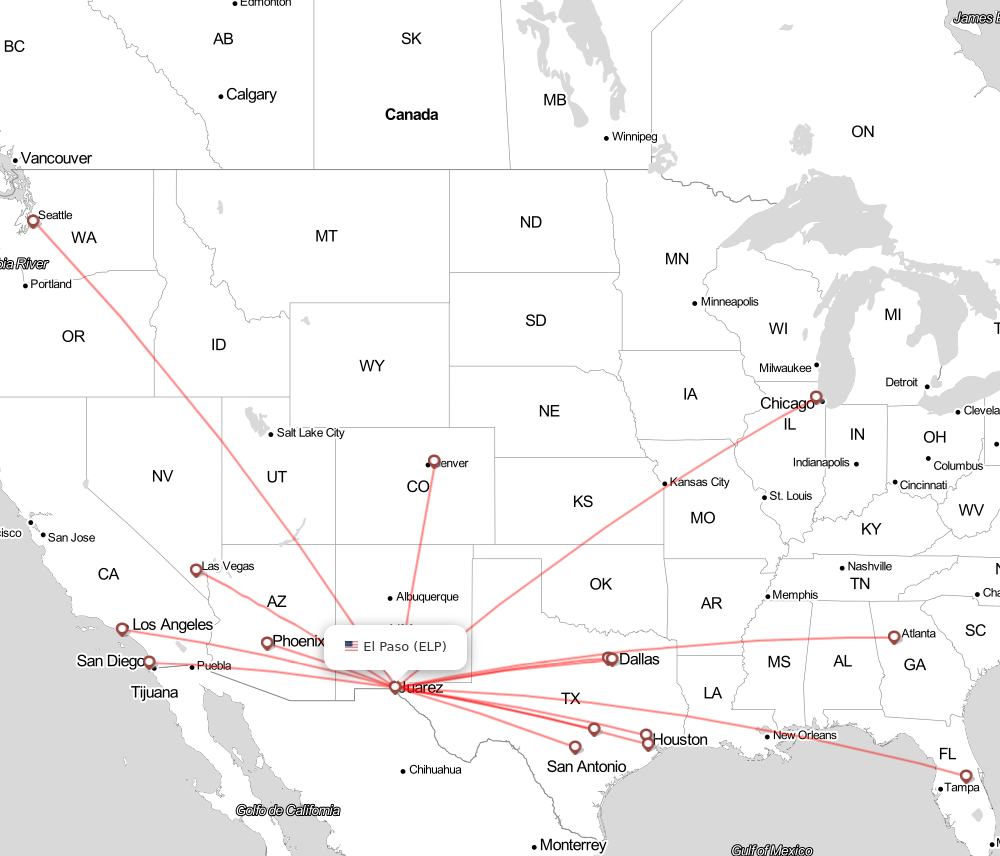Flight map for ELP