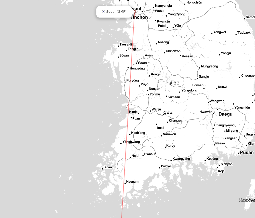 Flight map for GMP-CJU