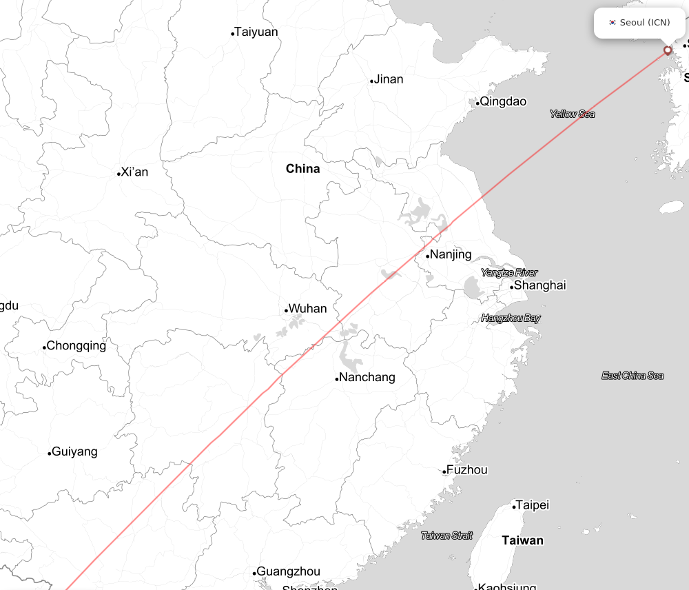 Flight map for KAL454 KE454