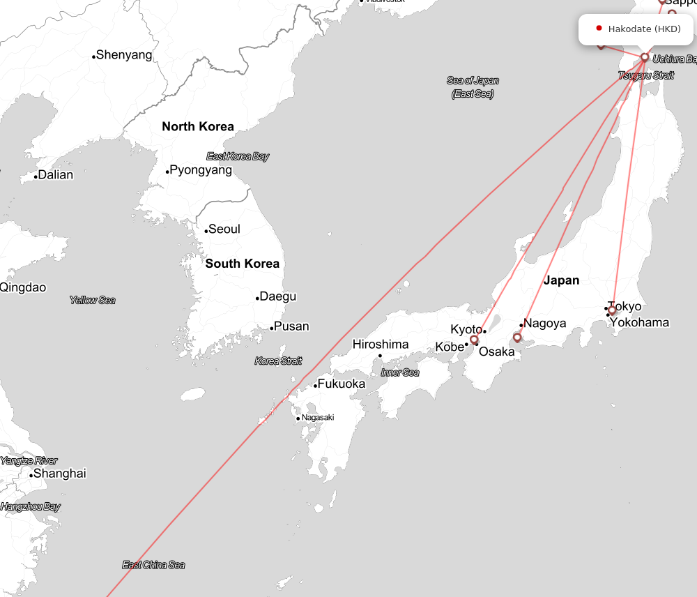 Flight map for HKD