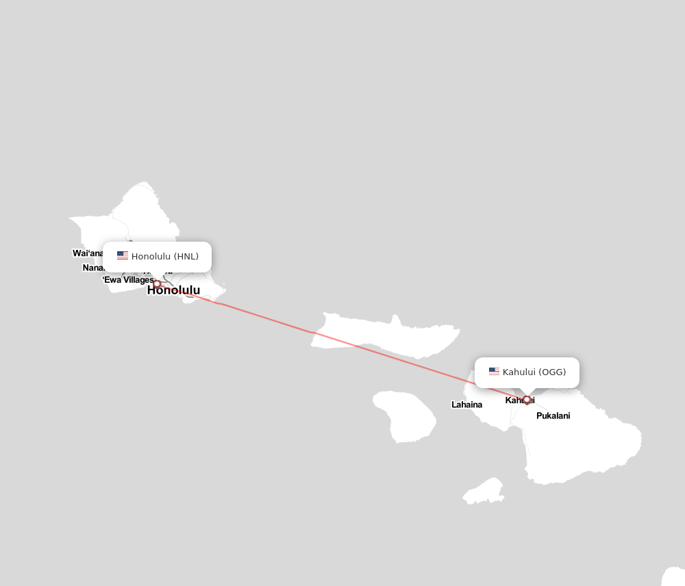 Flight map for HNL-OGG