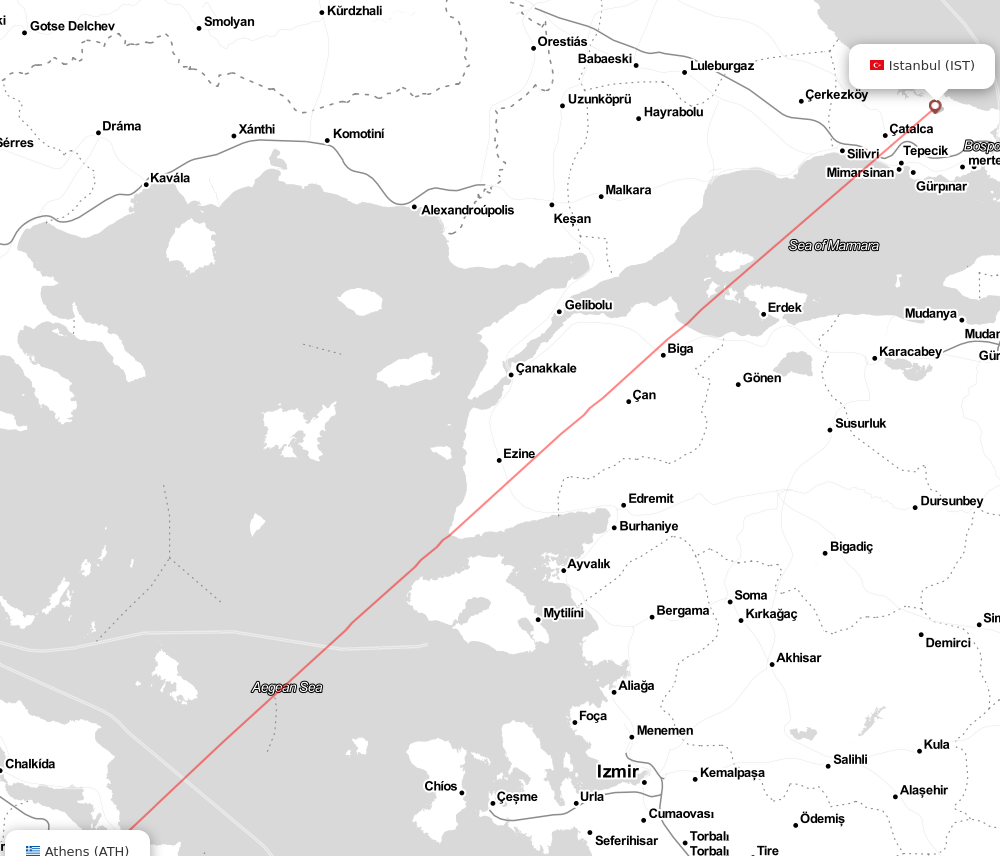 Flight map for IST-ATH