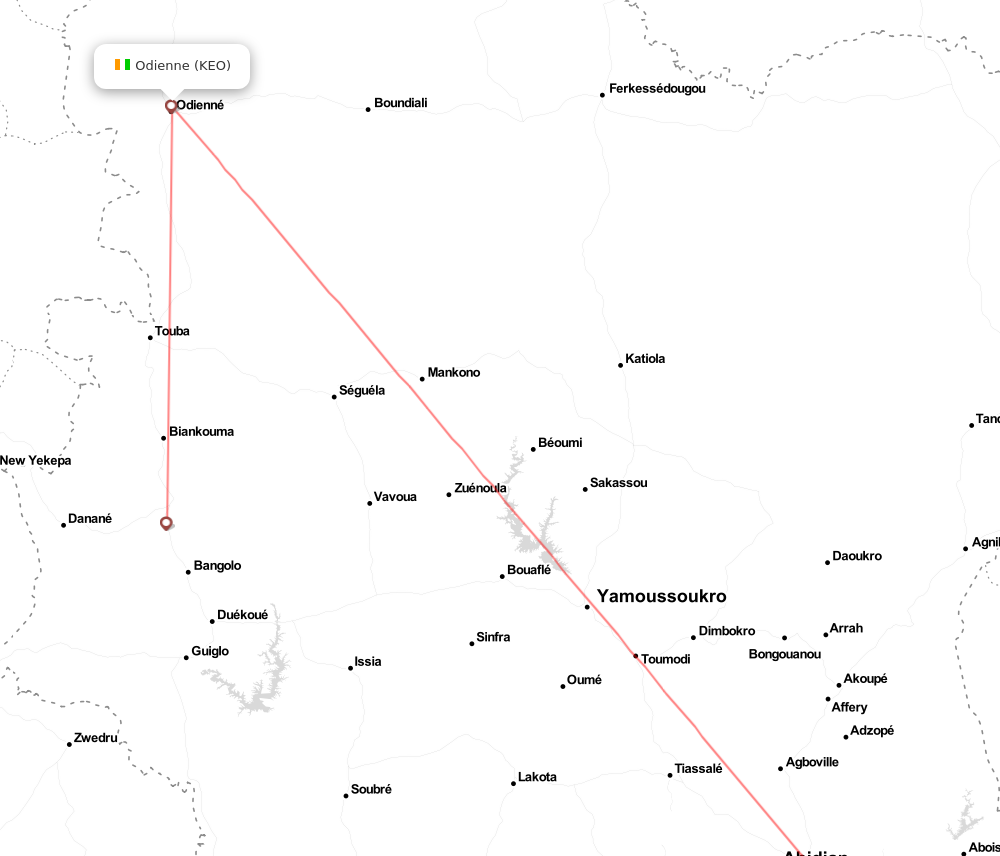 Flight map for KEO