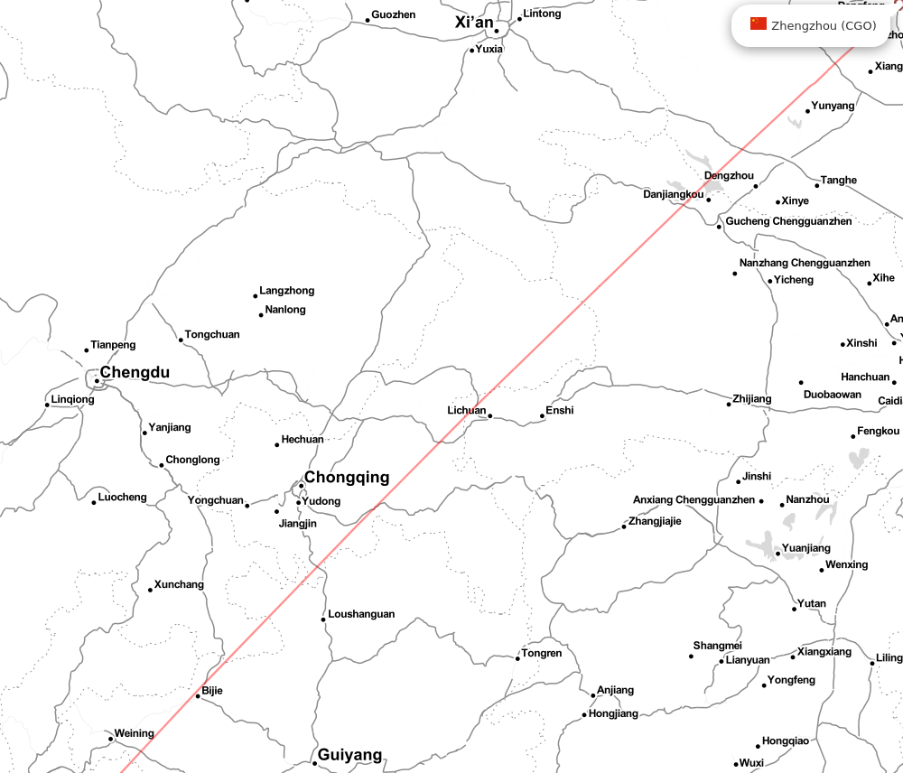 Flight map for KMG-CGO