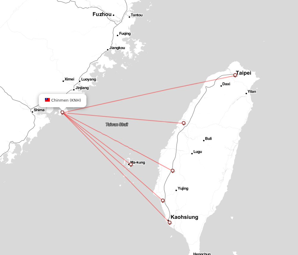 Flight map for KNH