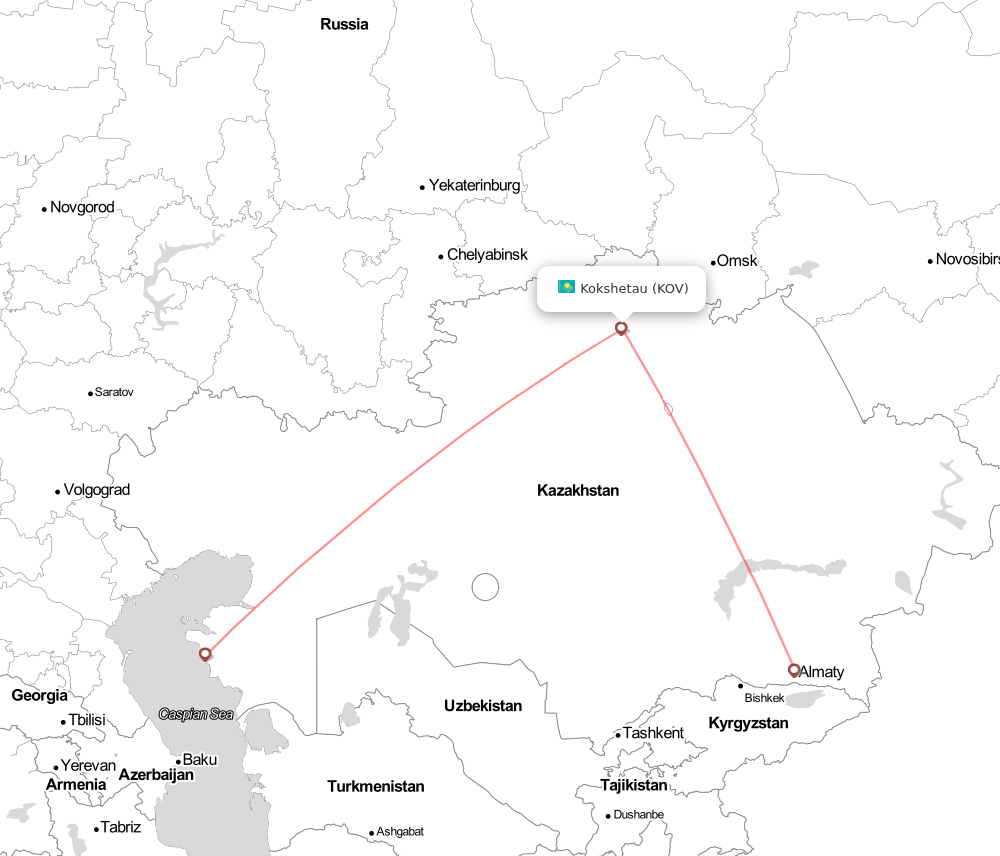 Flight map for KOV