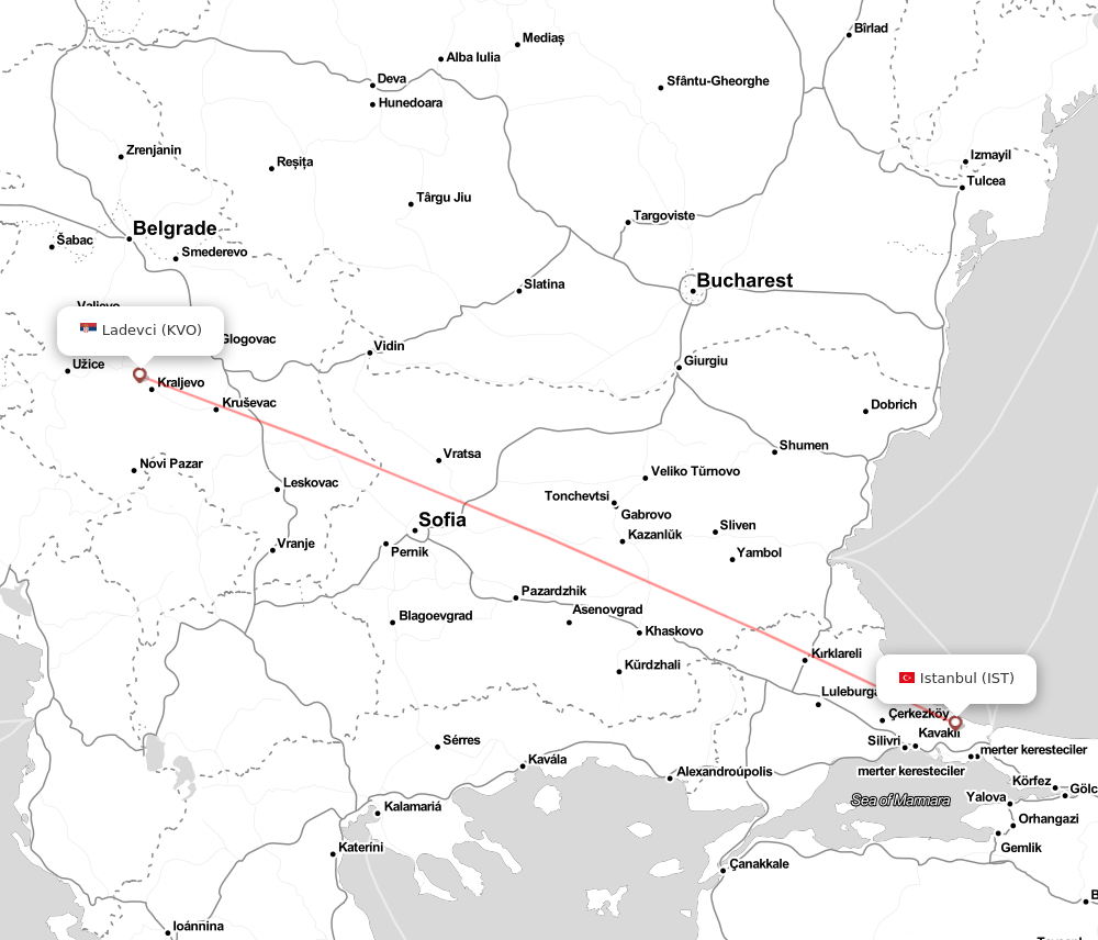 Flight map for KVO