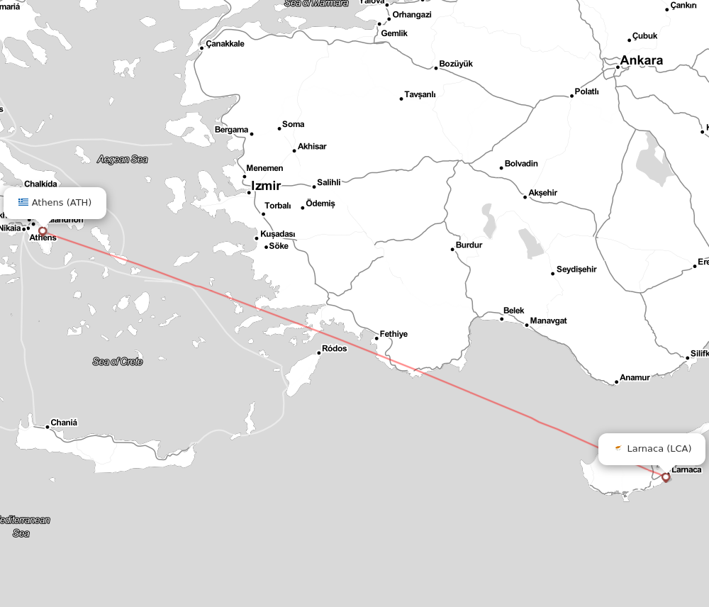 Flight map for LCA-ATH