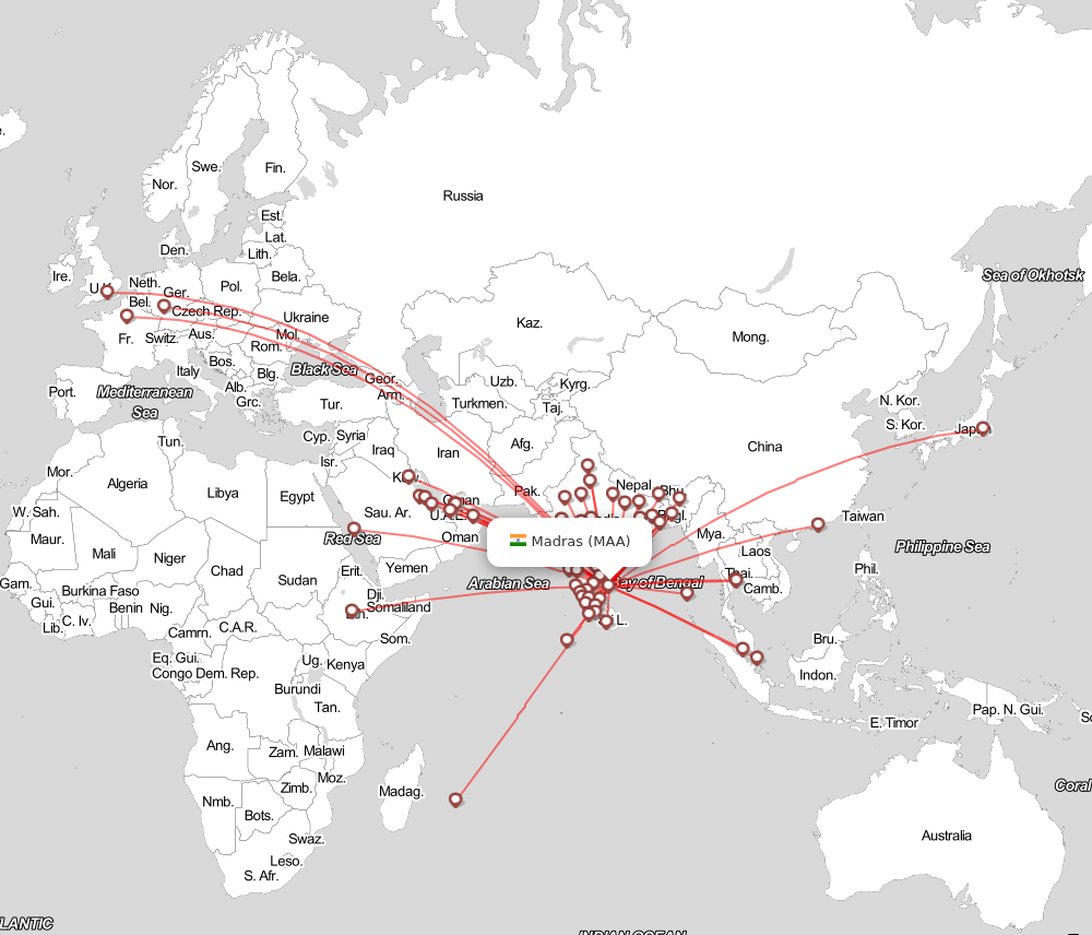 Flight map for MAA