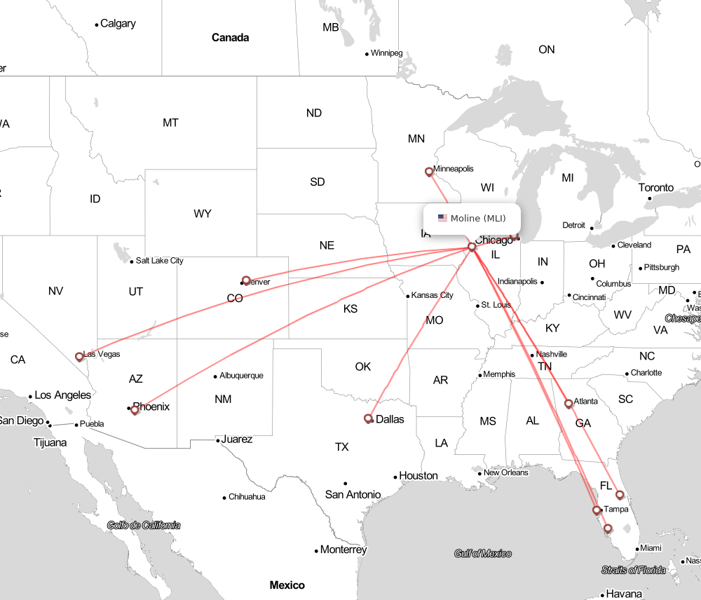Flight map for MLI