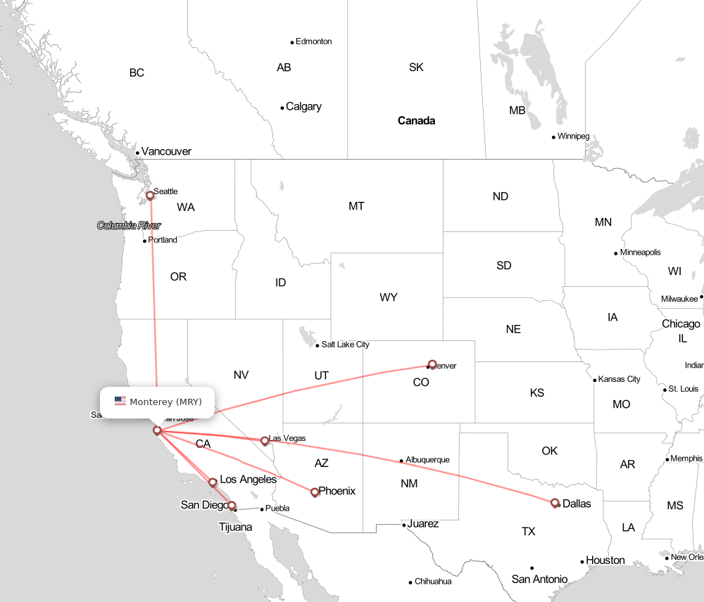 Flight map for MRY