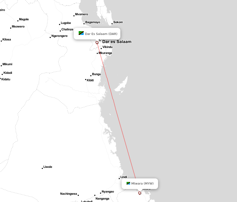 Flight map for MYW