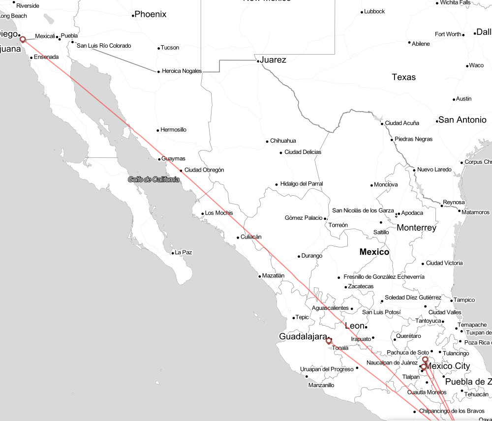 Flight map for PXM