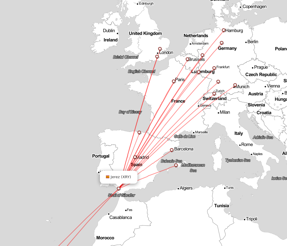 Flight map for XRY
