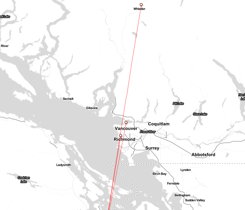 Flight map for YWH